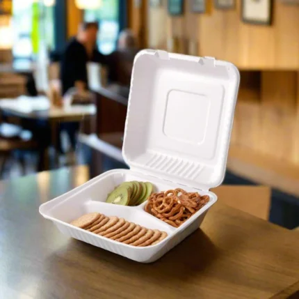 9X9  3 COMP. BAGASSE CLAMSHELL